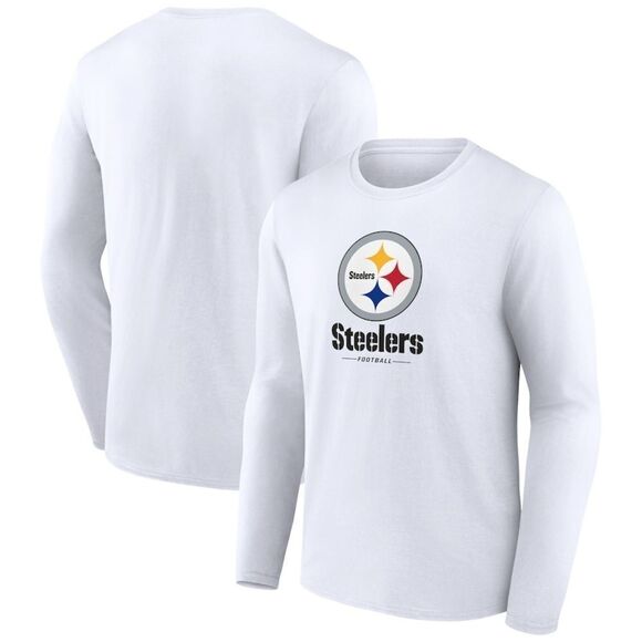 Fanatics Pittsburgh Steelers Branded Logo Team LS T-Shirt White S NWT - Picture 1 of 6
